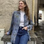 Vintage Hemd mit auffälligem, buntem Muster im extravaganten Retro-Stil