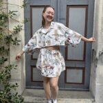 Upcycelt Vintage-Set – Gekürztes Oberteil & Rock