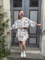 Upcycelt Vintage-Set – Gekürztes Oberteil & Rock