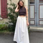 Damen Maxi-Rock in Off White mit elastischem Bund und fliessendem Schnitt